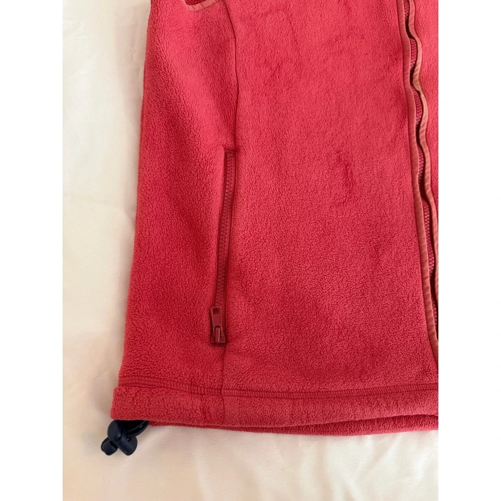 Vineyard Vines Women's Fleece Vest Large Coral Pink Full Zip Logo Pockets